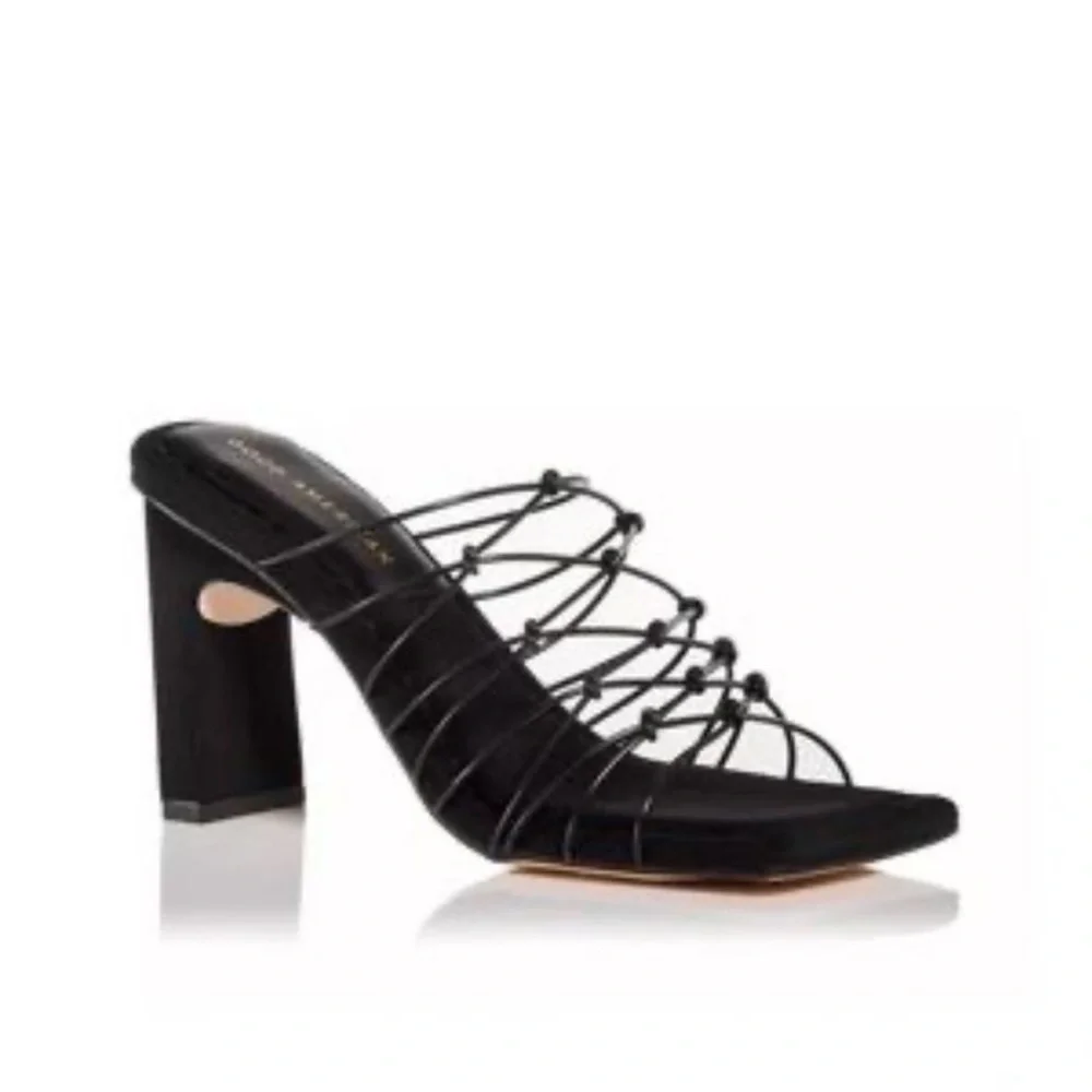 New! Good American Shoes Good American Black Neoprene Caged Mule‎